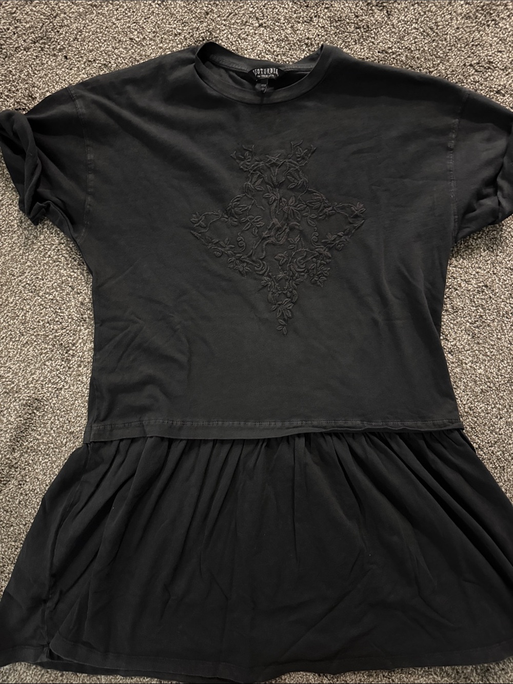 Disturbia Black Embroidered Peplum Mini Dress
